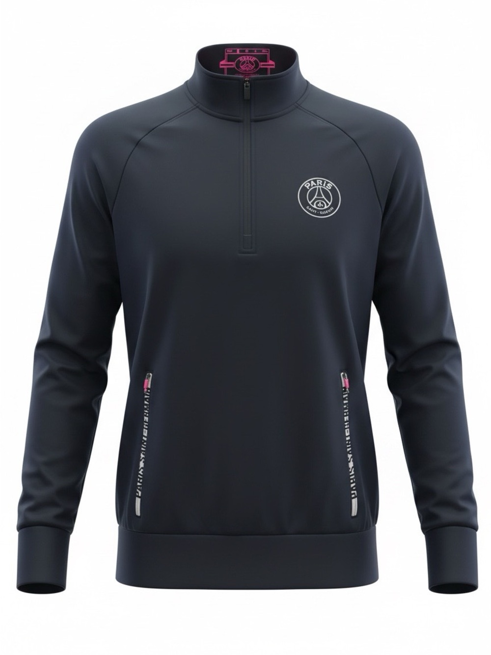 Women's Half-Zip Jersey in Black with Pink Accents